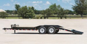 Mid sized double axel flat bed trailer