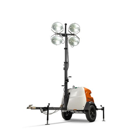 portable light tower on its own trailer